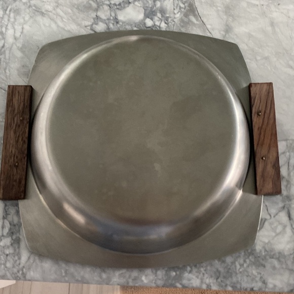 Vintage Stainless Steel Tray and Creamer with Teak Handles Made in Japan - Picture 7 of 7